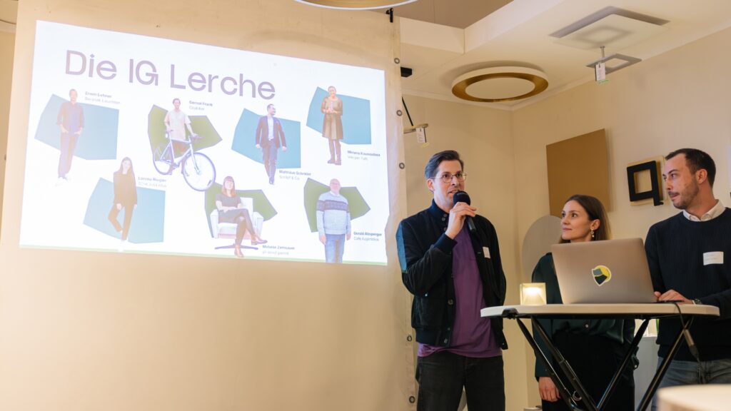 Präsentation des neuen Markenauftritts der IG Kaufleute Lerchenfelder Straße durch den Vorstand.